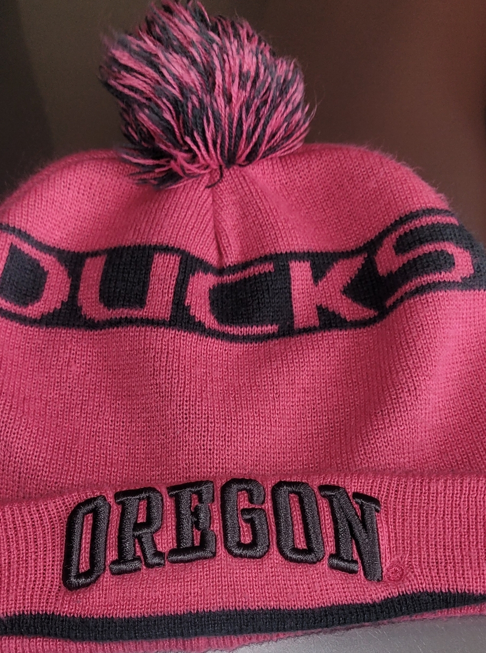 Oregon Ducks Pink Pom Beanie Hat